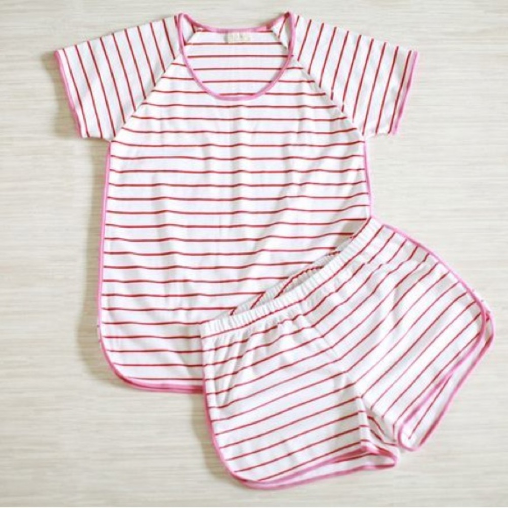 Women's Pink Stripe Short PJ Set - Soft Cotton
